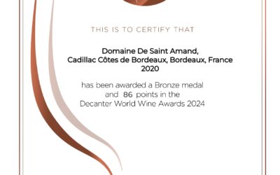 Bronze medal from DECANTER for Domaine de Saint Amand red 2020